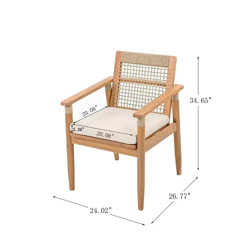 Christopher Knight Home Katia Chaises de salle à manger d'extérieur en bois d'acacia et corde tressée (lot de 2)
