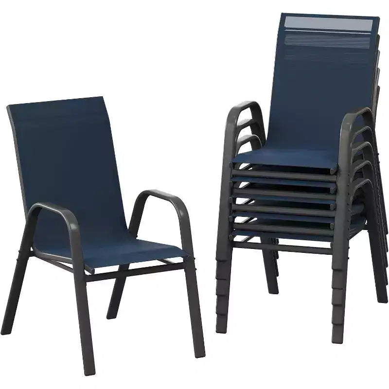 6PCS Outdoor Stackable Dining Chairs, All Weather Lightweight Textilene Patio Chairs Set, 140 Kg Capacity Chairs for Backyard Poolside Garden