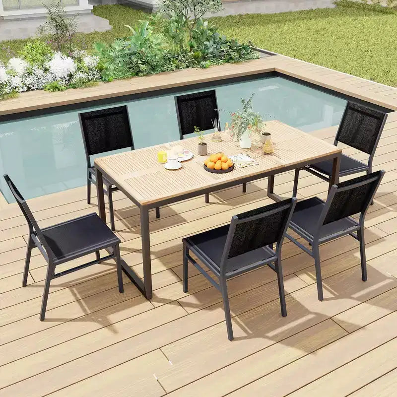 Chaises de salle à manger d'extérieur Costway avec dossier respirant et cadre en aluminium robuste