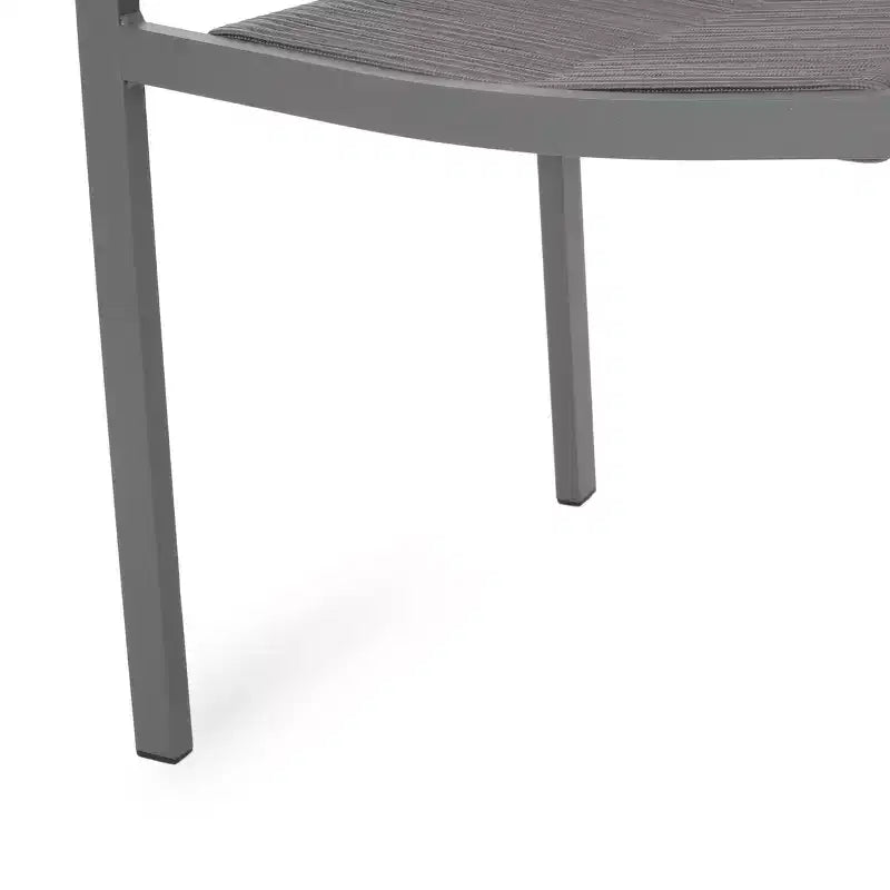 Chaise de salle à manger moderne d'extérieur en aluminium avec assise en corde (lot de 2), gris et gris foncé
