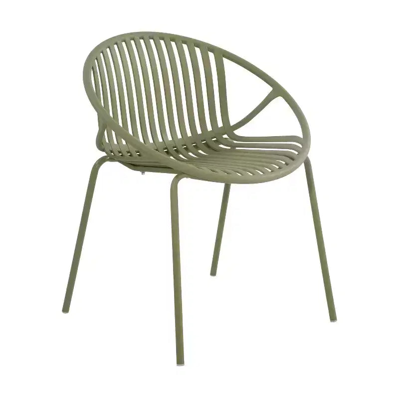 Patio Dining Chairs Stackable Chairs with Breathable Design Modern Simple Art Style (Set of 2),Metal Legs+Plastic backrest,Green