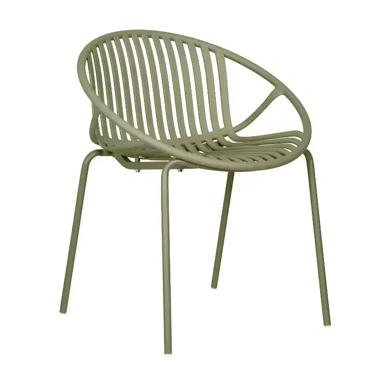 Chaises de salle à manger empilables avec dossier respirant, style artistique moderne et simple (lot de 2), pieds en métal + dossier en plastique, vert