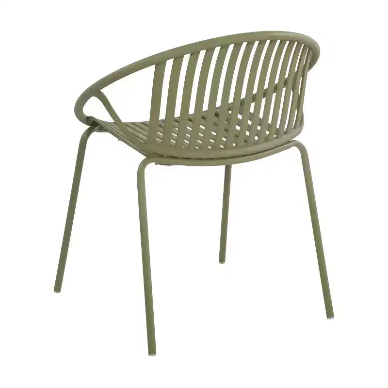Chaises de salle à manger empilables avec dossier respirant, style artistique moderne et simple (lot de 2), pieds en métal + dossier en plastique, vert