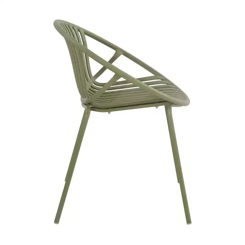Chaises de salle à manger empilables avec dossier respirant, style artistique moderne et simple (lot de 2), pieds en métal + dossier en plastique, vert