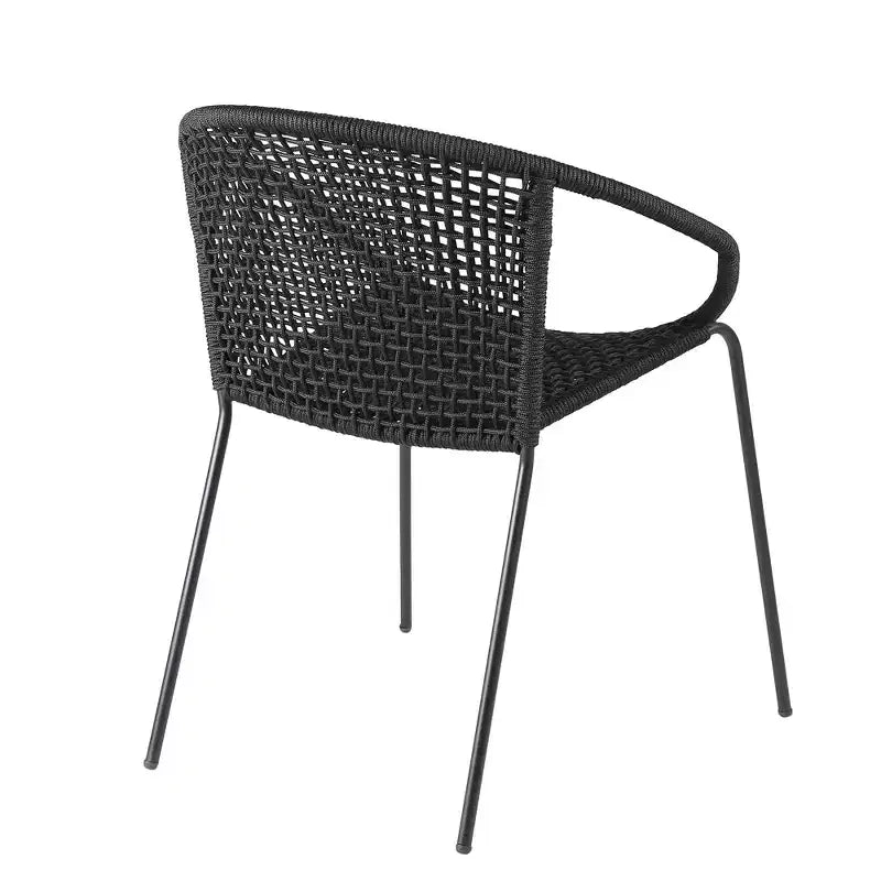 Chaises de salle à manger empilables d'extérieur GDFStudio Harbor en acier avec corde noire (Lot de 2)