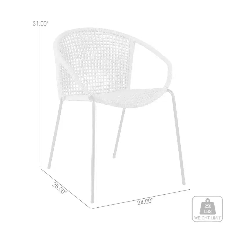Chaises de salle à manger empilables d'extérieur GDFStudio Harbor en acier avec corde noire (Lot de 2)
