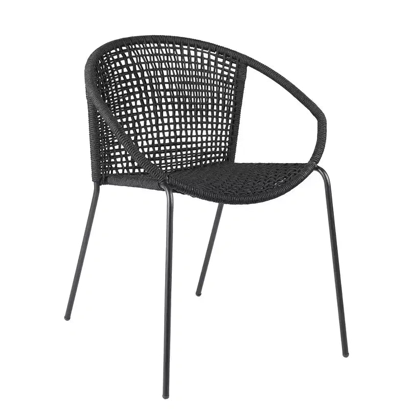 Chaises de salle à manger empilables d'extérieur GDFStudio Harbor en acier avec corde noire (Lot de 2)