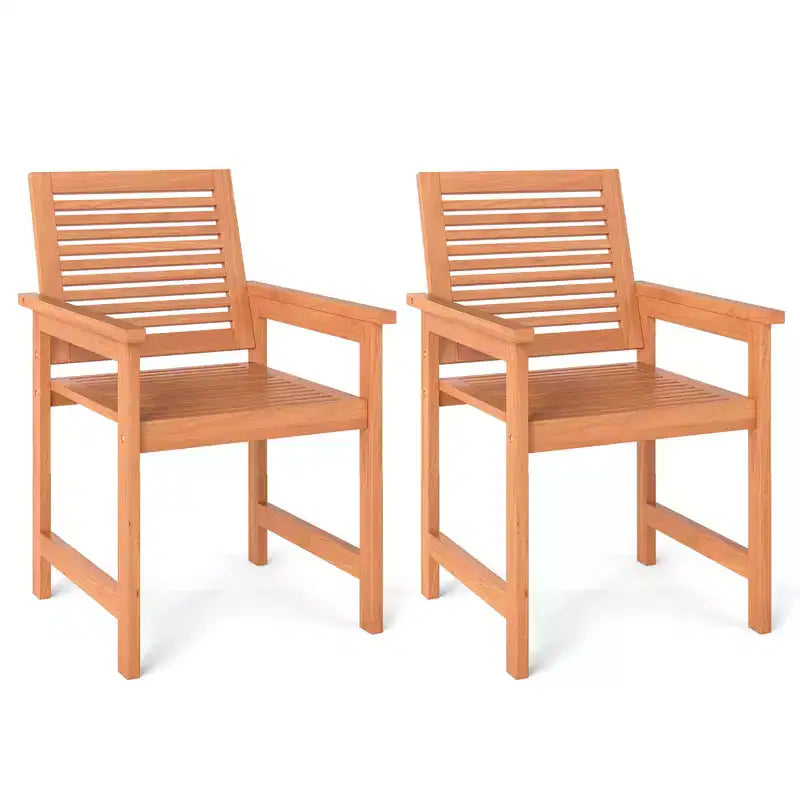Chaises de patio Costway – Lot de 4 chaises de salle à manger d'extérieur en bois avec dossiers inclinés