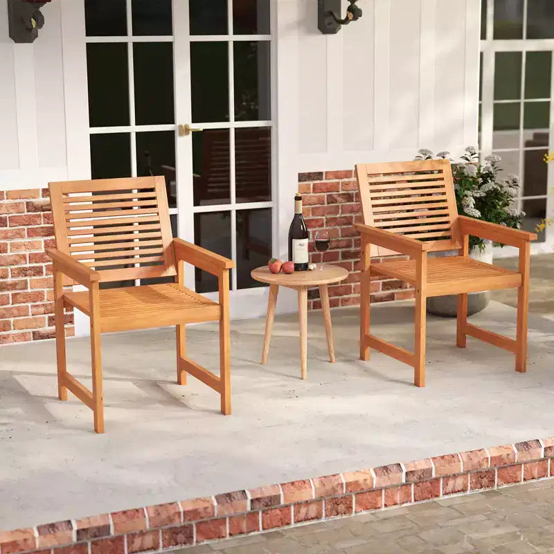 Chaises de patio Costway – Lot de 4 chaises de salle à manger d'extérieur en bois avec dossiers inclinés