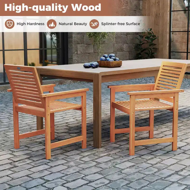 Chaises de patio Costway – Lot de 4 chaises de salle à manger d'extérieur en bois avec dossiers inclinés