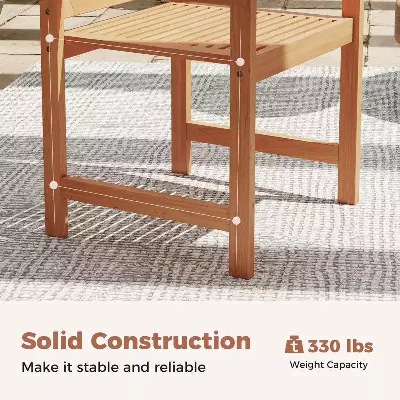 Chaises de patio Costway – Lot de 4 chaises de salle à manger d'extérieur en bois avec dossiers inclinés