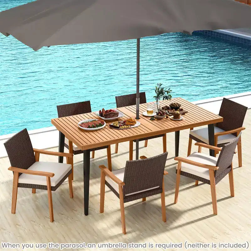 Costway Lot de 2 ou 4 chaises de salle à manger de jardin avec coussins, accoudoirs en bois et cadre en métal