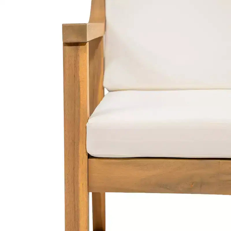 Lot de 2 chaises de salle à manger d'extérieur Whisen, chaises de salle à manger de patio avec accoudoirs et coussins, bois d'acacia, design ergonomique