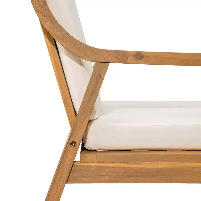 Lot de 2 chaises de salle à manger d'extérieur Whisen, chaises de salle à manger de patio avec accoudoirs et coussins, bois d'acacia, design ergonomique