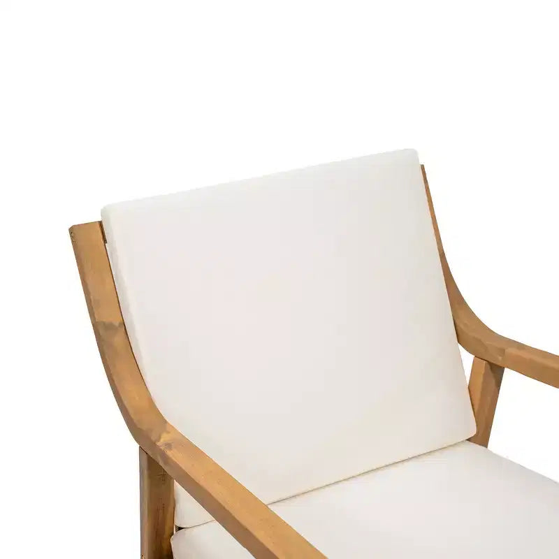 Lot de 2 chaises de salle à manger d'extérieur Whisen, chaises de salle à manger de patio avec accoudoirs et coussins, bois d'acacia, design ergonomique