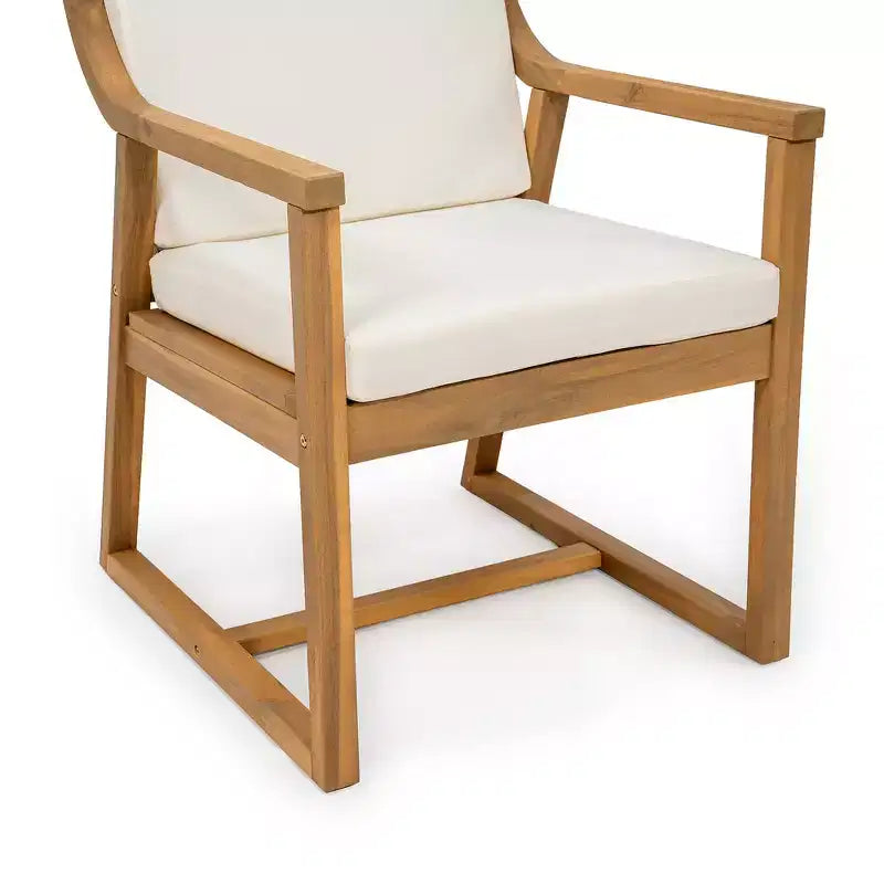 Lot de 2 chaises de salle à manger d'extérieur Whisen, chaises de salle à manger de patio avec accoudoirs et coussins, bois d'acacia, design ergonomique