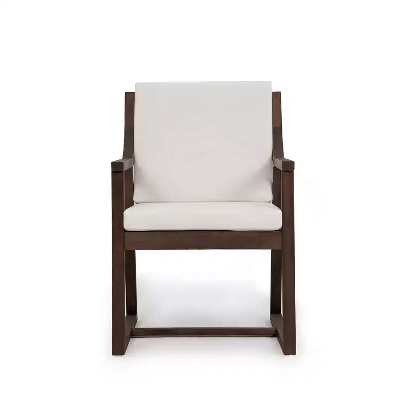 Lot de 2 chaises de salle à manger d'extérieur Whisen, chaises de salle à manger de patio avec accoudoirs et coussins, bois d'acacia, design ergonomique