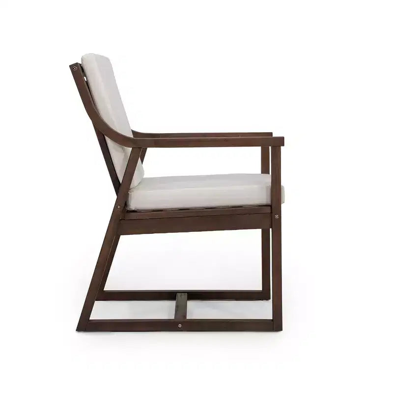 Lot de 2 chaises de salle à manger d'extérieur Whisen, chaises de salle à manger de patio avec accoudoirs et coussins, bois d'acacia, design ergonomique