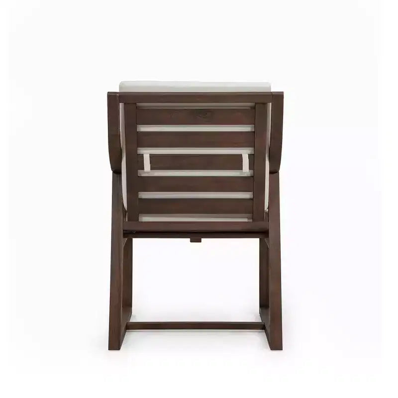 Lot de 2 chaises de salle à manger d'extérieur Whisen, chaises de salle à manger de patio avec accoudoirs et coussins, bois d'acacia, design ergonomique
