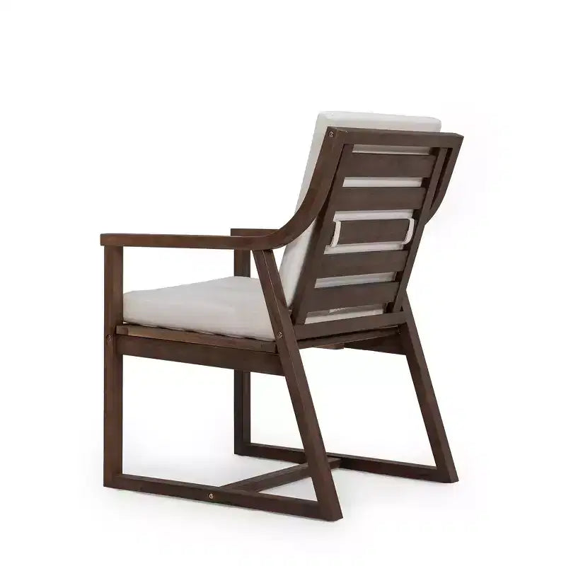 Lot de 2 chaises de salle à manger d'extérieur Whisen, chaises de salle à manger de patio avec accoudoirs et coussins, bois d'acacia, design ergonomique