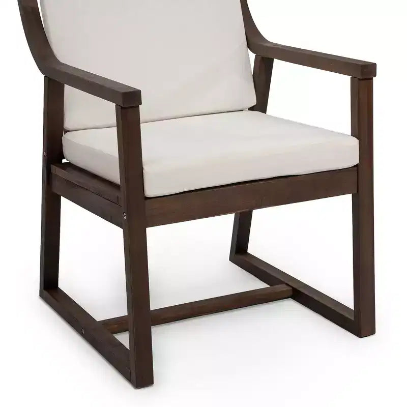 Lot de 2 chaises de salle à manger d'extérieur Whisen, chaises de salle à manger de patio avec accoudoirs et coussins, bois d'acacia, design ergonomique