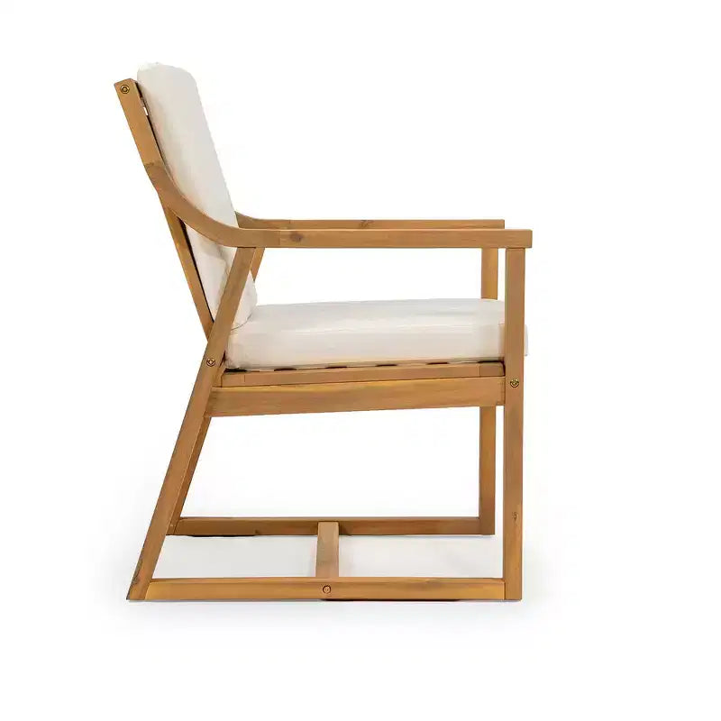 Lot de 2 chaises de salle à manger d'extérieur Whisen, chaises de salle à manger de patio avec accoudoirs et coussins, bois d'acacia, design ergonomique