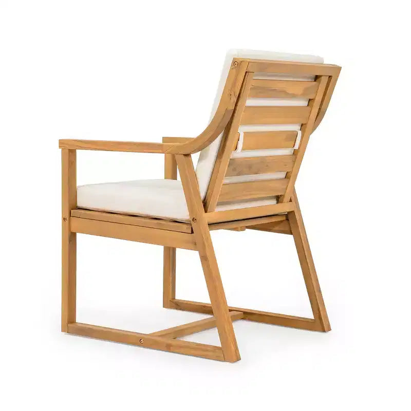 Lot de 2 chaises de salle à manger d'extérieur Whisen, chaises de salle à manger de patio avec accoudoirs et coussins, bois d'acacia, design ergonomique
