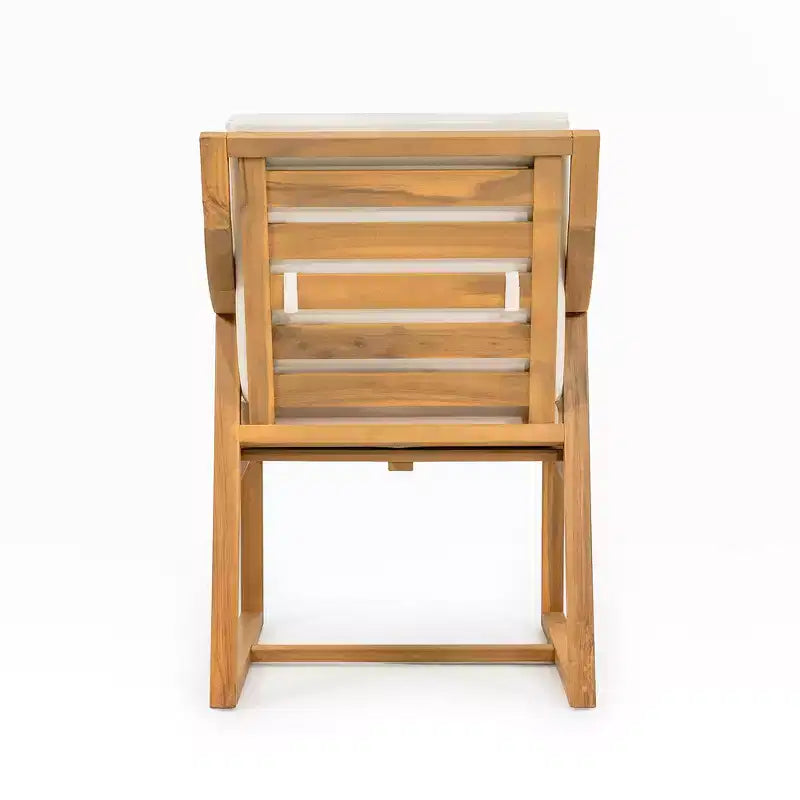 Lot de 2 chaises de salle à manger d'extérieur Whisen, chaises de salle à manger de patio avec accoudoirs et coussins, bois d'acacia, design ergonomique