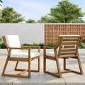 Whisen Outdoor Dining Chair Set of 2, Patio Dining Armrest Chair with Cushions, Acacia Wood, Ergonomic Design