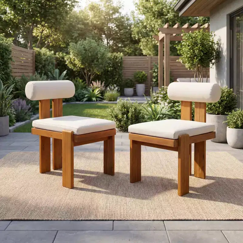 Christopher Knight Home Ayesha – Chaises de salle à manger modernes en acacia rembourrées pour patio (lot de 2)