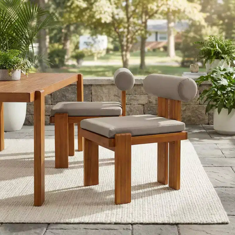 Christopher Knight Home Ayesha – Chaises de salle à manger modernes en acacia rembourrées pour patio (lot de 2)