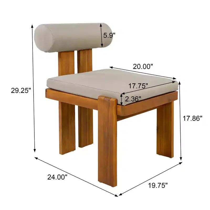 Christopher Knight Home Ayesha – Chaises de salle à manger modernes en acacia rembourrées pour patio (lot de 2)
