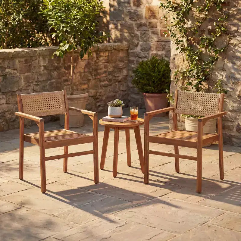 Christopher Knight Home Samira Chaises de salle à manger ajourées en bois d'acacia rustique et osier (Lot de 2)