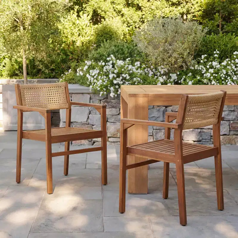 Christopher Knight Home Samira Rustic Acacia Wood Wicker Slatted Dining Chairs (Set of 2)