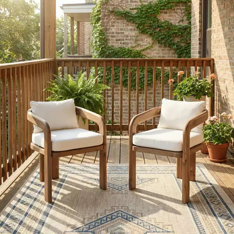 Christopher Knight Home Thabo, chaises de salle à manger modernes en bois d'acacia avec coussin, pour terrasse (lot de 2)