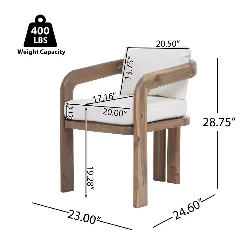 Christopher Knight Home Thabo, chaises de salle à manger modernes en bois d'acacia avec coussin, pour terrasse (lot de 2)