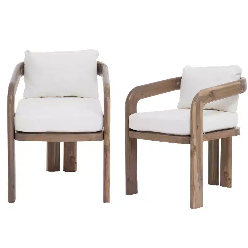 Christopher Knight Home Thabo, chaises de salle à manger modernes en bois d'acacia avec coussin, pour terrasse (lot de 2)