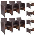 Costway 10 PCS Outdoor Patio Dining Set 4 Cushioned Ottomans and 6 Armchairs Metal Rattan Wicker Furniture Garden