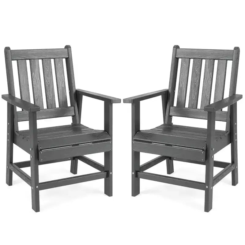Lot de 4 chaises de salle à manger Costway pour patio avec accoudoirs larges et siège incurvé motif grain de bois pour jardin