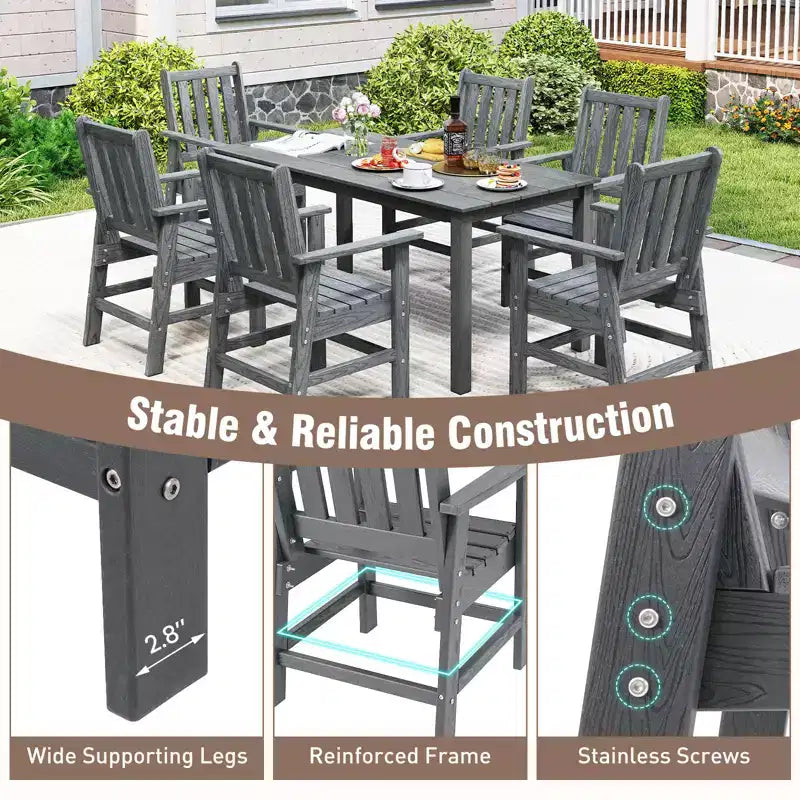Lot de 4 chaises de salle à manger Costway pour patio avec accoudoirs larges et siège incurvé motif grain de bois pour jardin