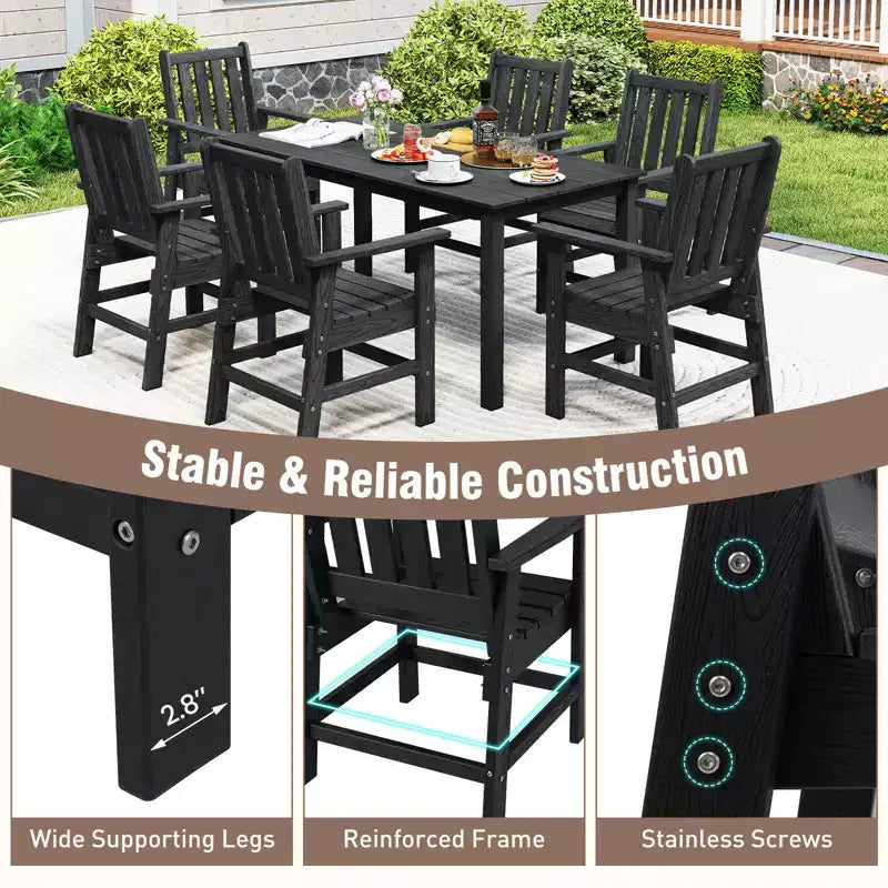 Lot de 4 chaises de salle à manger Costway pour patio avec accoudoirs larges et siège incurvé motif grain de bois pour jardin