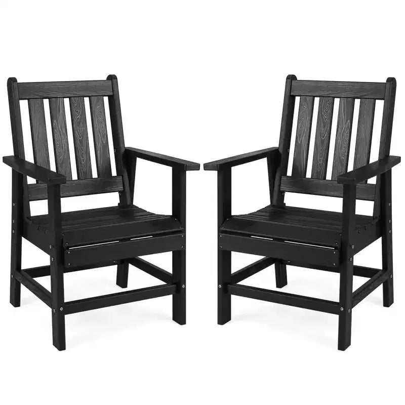 Lot de 4 chaises de salle à manger Costway pour patio avec accoudoirs larges et siège incurvé motif grain de bois pour jardin