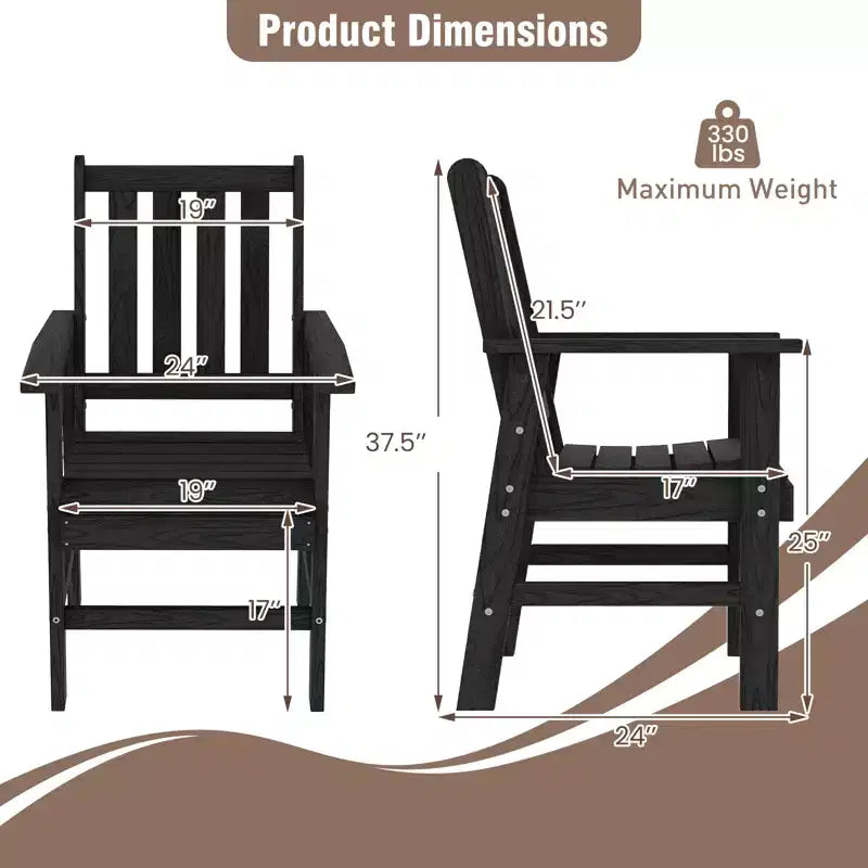 Lot de 4 chaises de salle à manger Costway pour patio avec accoudoirs larges et siège incurvé motif grain de bois pour jardin