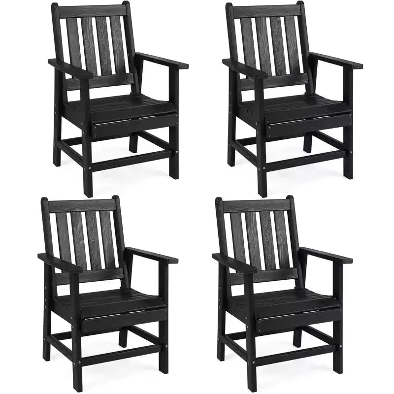Costway Patio Dining Chairs Set of 4 w/Wide Armrests Curved Seat Wood Grain for Backyard
