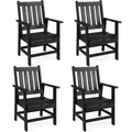 Costway Patio Dining Chairs Set of 4 w/Wide Armrests Curved Seat Wood Grain for Backyard