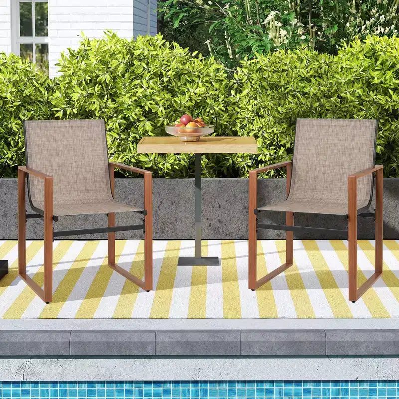 Costway Lot de 2 chaises de salle à manger d'extérieur, mobilier de patio avec assise et dossier respirants