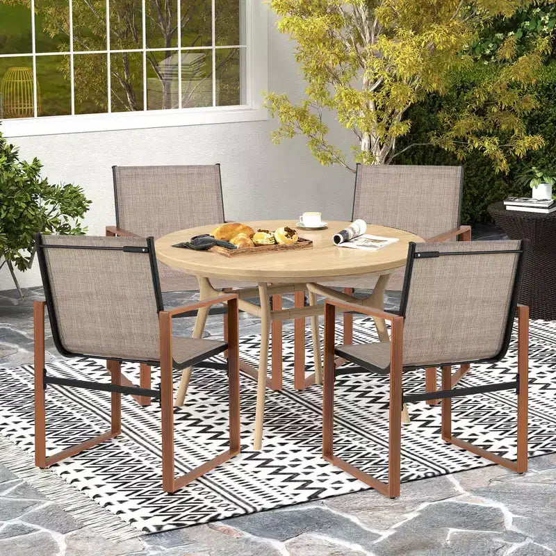Costway Lot de 2 chaises de salle à manger d'extérieur, mobilier de patio avec assise et dossier respirants