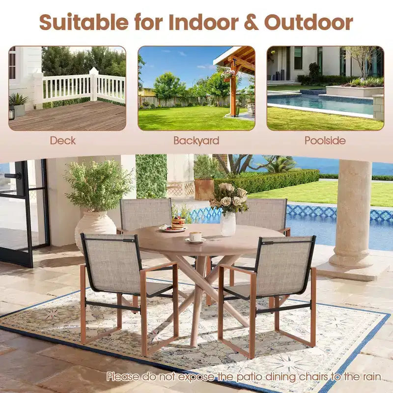 Costway Lot de 2 chaises de salle à manger d'extérieur, mobilier de patio avec assise et dossier respirants