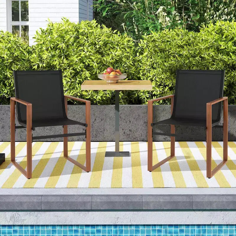 Costway Lot de 2 chaises de salle à manger d'extérieur, mobilier de patio avec assise et dossier respirants