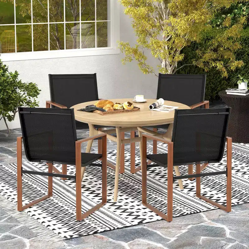 Costway Lot de 2 chaises de salle à manger d'extérieur, mobilier de patio avec assise et dossier respirants